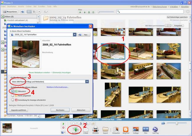 Bild hochladen mit Picasa