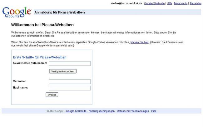 Anmelden Picasaweb